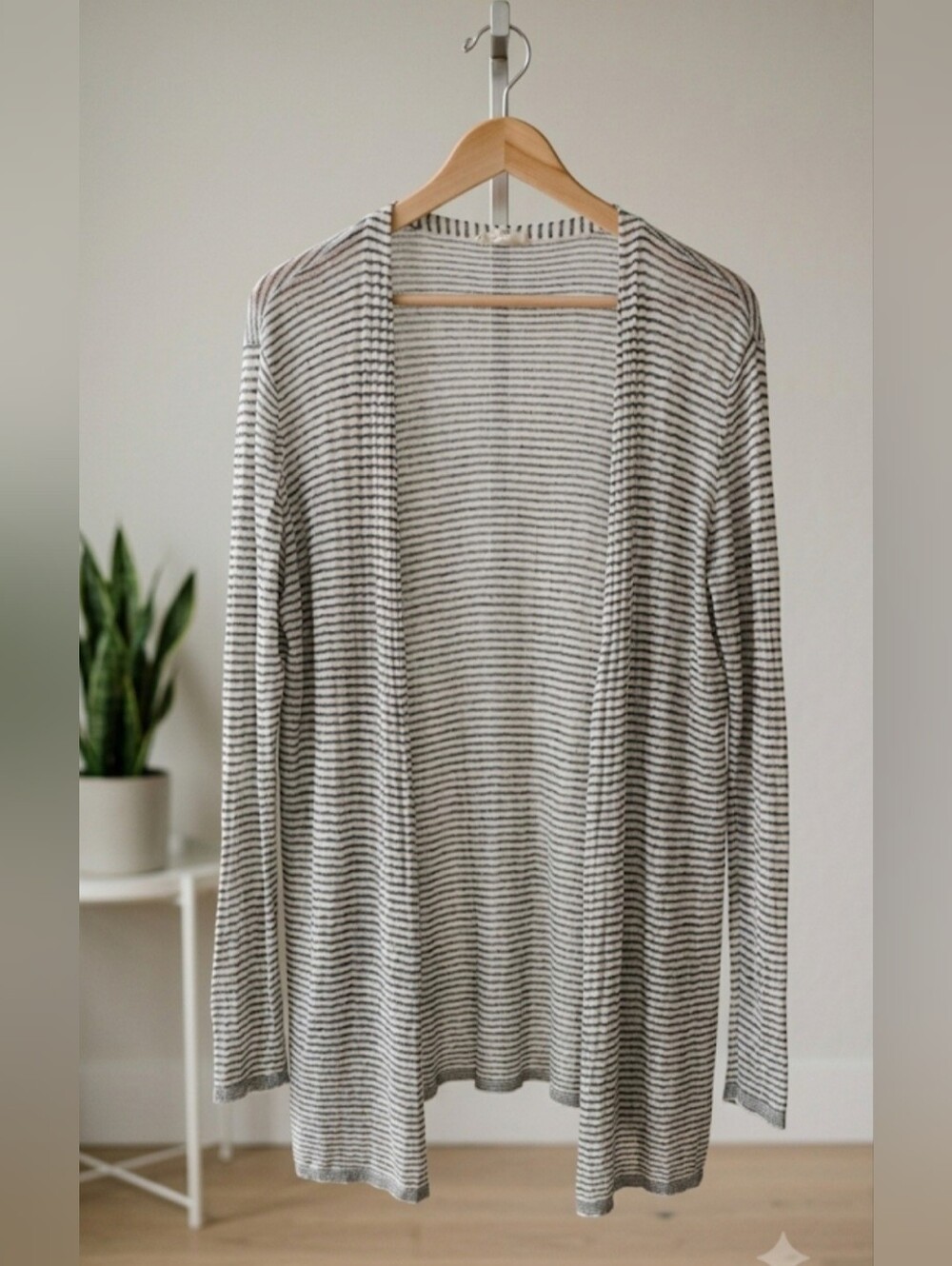 EILEEN FISHER Women Size Large L/G Open-Front Lightweight Cardigan Linen